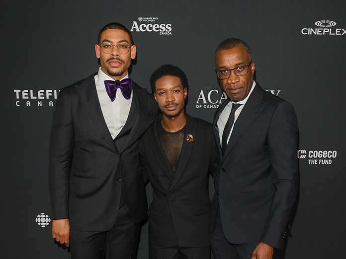 Aaron Pierre, Lamar Johnson, and Clement Virgo of Brother at The Cinematic Arts Awards, presented by Telefilm Canada and supported by Cineplex, on Thursday, April 13, 2023 at Meridian Hall in Toronto during Canadian Screen Week 2023. (Photo Credit: George Pimentel Photography)