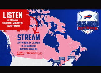 Buffalo Bills partner with TSN to expand radio footprint into Canada Buffalo Bills and TSN logos illustrating the new Canadian radio broadcast partnership agreement.