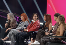 CBC/Radio-Canada executives Jennifer Dettman and Natasha Mercure, appearing alongside Canada's Eurovision Song Contest FInalists.