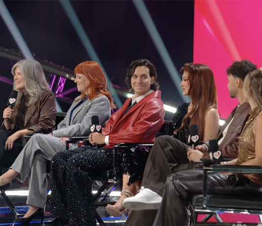CBC/Radio-Canada executives Jennifer Dettman and Natasha Mercure, appearing alongside Canada's Eurovision Song Contest FInalists.